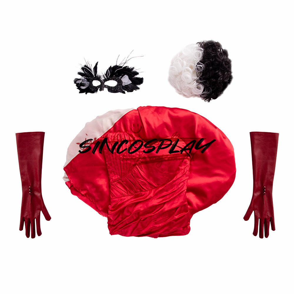 Cruella Cosplay Cruella De Vil Cosplay Costume Red Dress