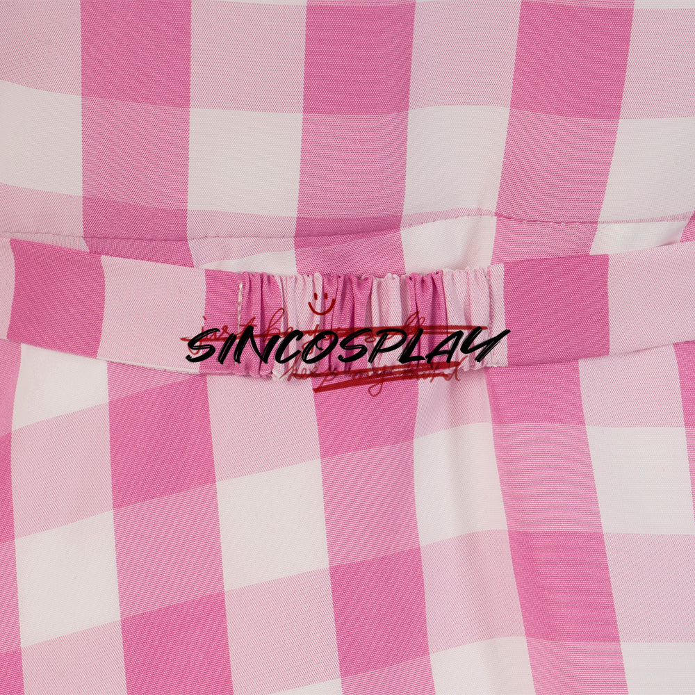 Barbie Pink Suspender Checkered Dress Cosplay Costume