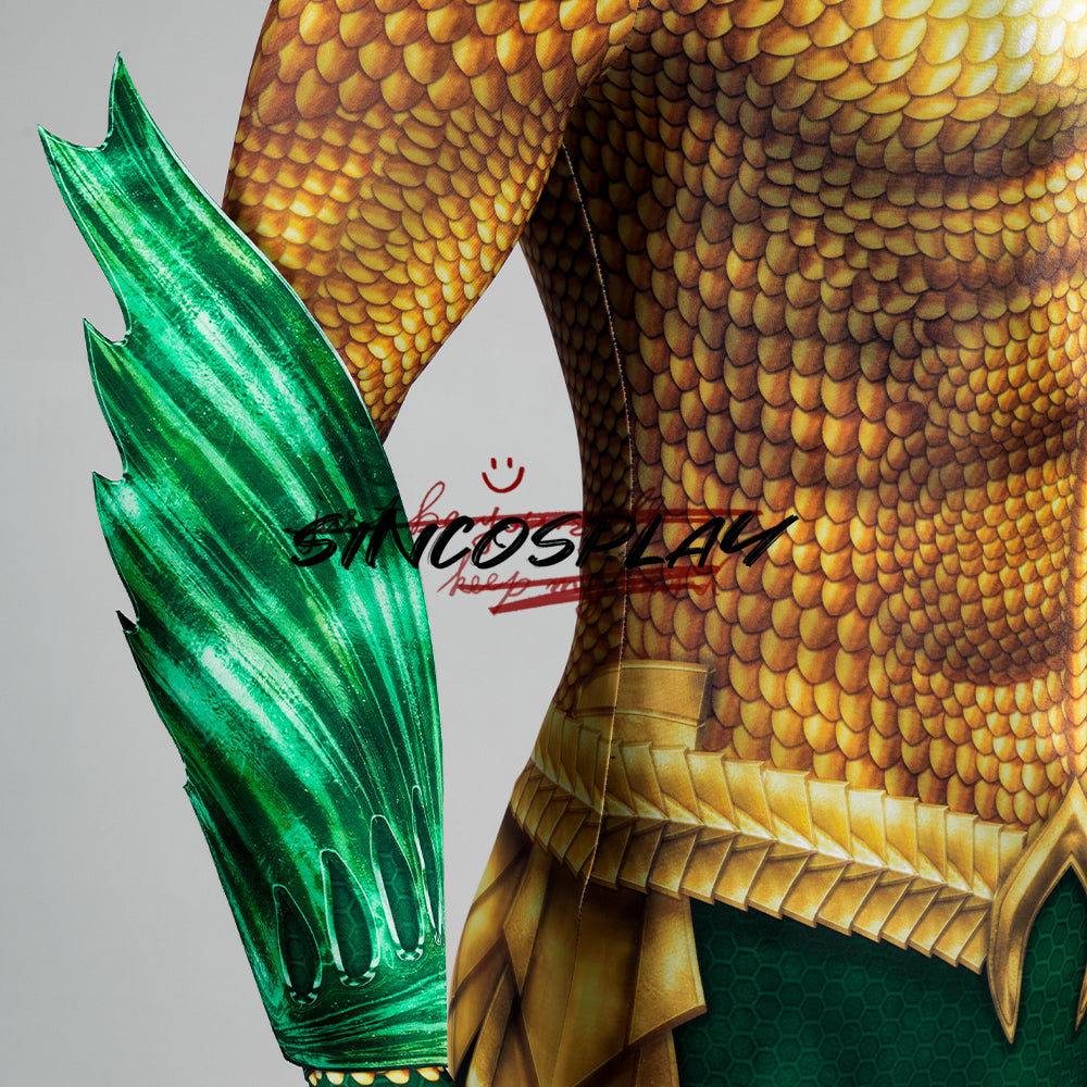 Aquaman and the Lost Kingdom Arthur Curry Cosplay Costume Gold Bodysuit