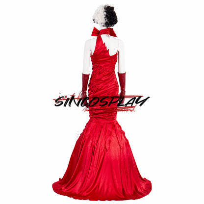 Cruella Cosplay Cruella De Vil Cosplay Costume Red Dress