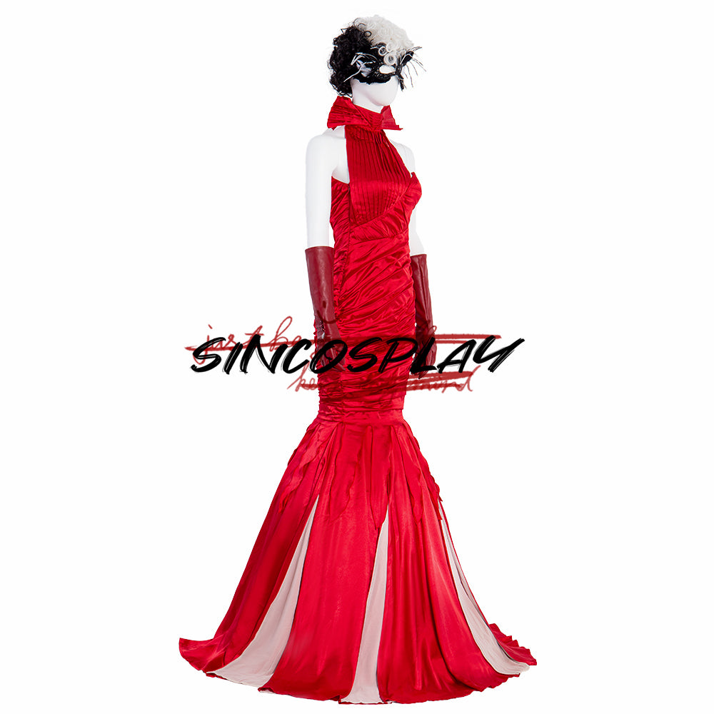 Cruella Cosplay Cruella De Vil Cosplay Costume Red Dress – SINCOSPLAY