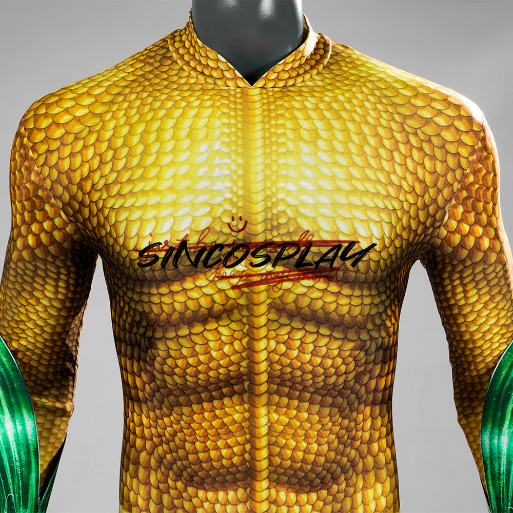 Aquaman and the Lost Kingdom Arthur Curry Cosplay Costume Gold Bodysuit