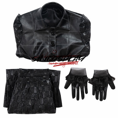 Cruella De Vil  Cosplay Cruella Cosplay Costume Black Leather Suit