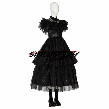 Wednesday Addams Cosplay Costume Black Dress