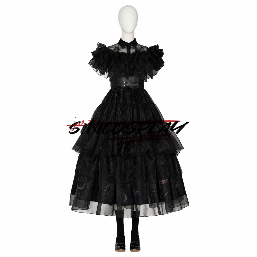 Wednesday Addams Cosplay Costume Black Dress